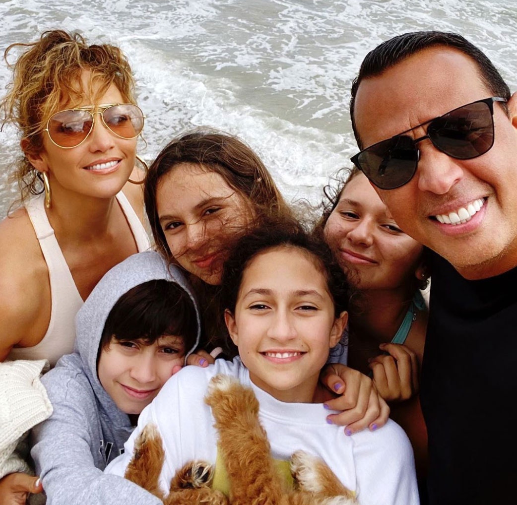 Дженнифер Лопес и Алекс Родригес с детьми от предыдущих браков