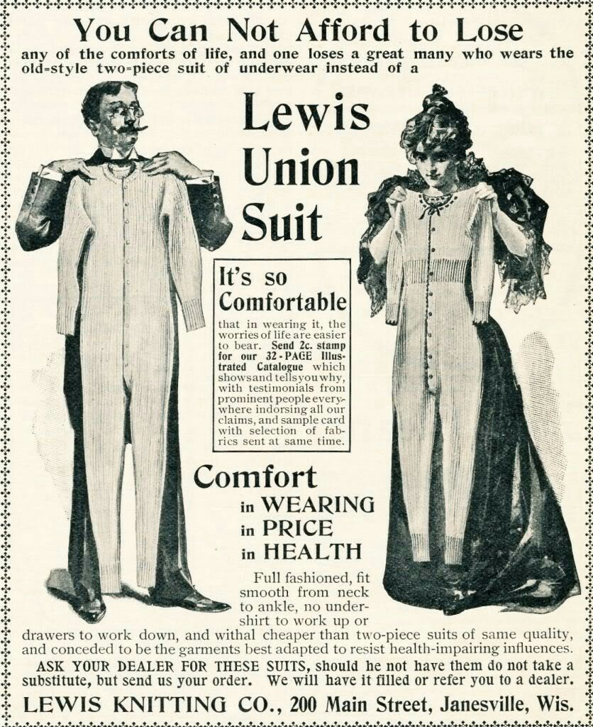 Реклама трикотажного нижнего белья в газете начало XX века