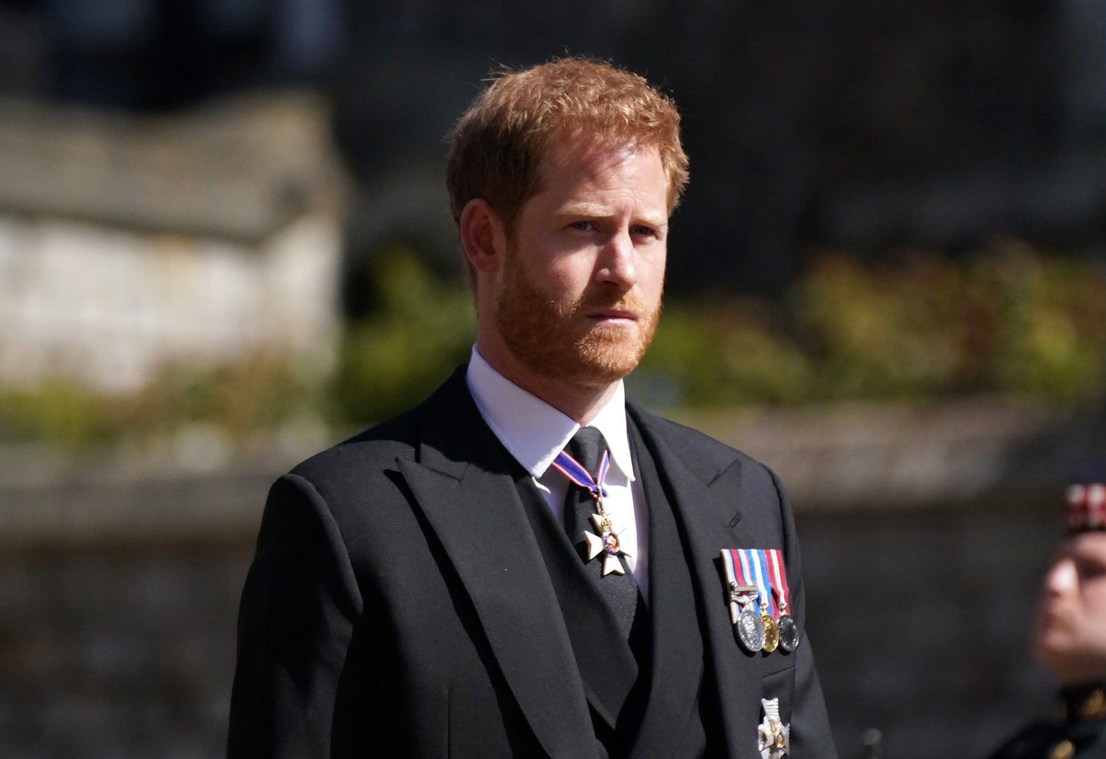 Принц Гарри на похоронах принца Филиппа герцога Эдинбургского.