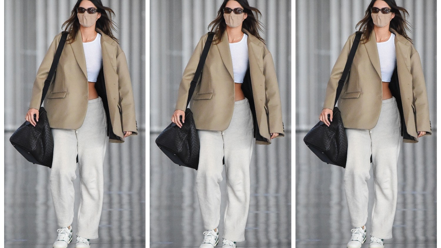 Как одеться в аэропорт Сочетайте строгий жакет со спортивными брюками как Кендалл Дженнер