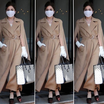 Сама элегантность: Леди Гага в пальто-кейпе Max Mara на съемках в Риме
