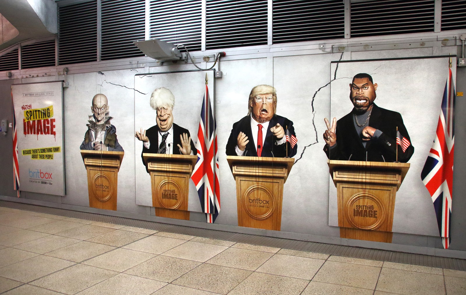 Граффитикарикатура о президентстве Канье в Лондоне