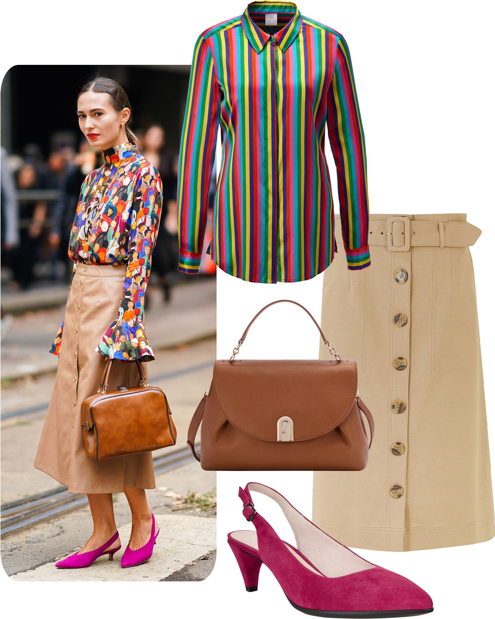Блузка 15 200 руб. Madeleine юбка 4499 руб. Marks amp Spencer туфли 9990 руб. Ecco сумка 35 000 руб. Furla.