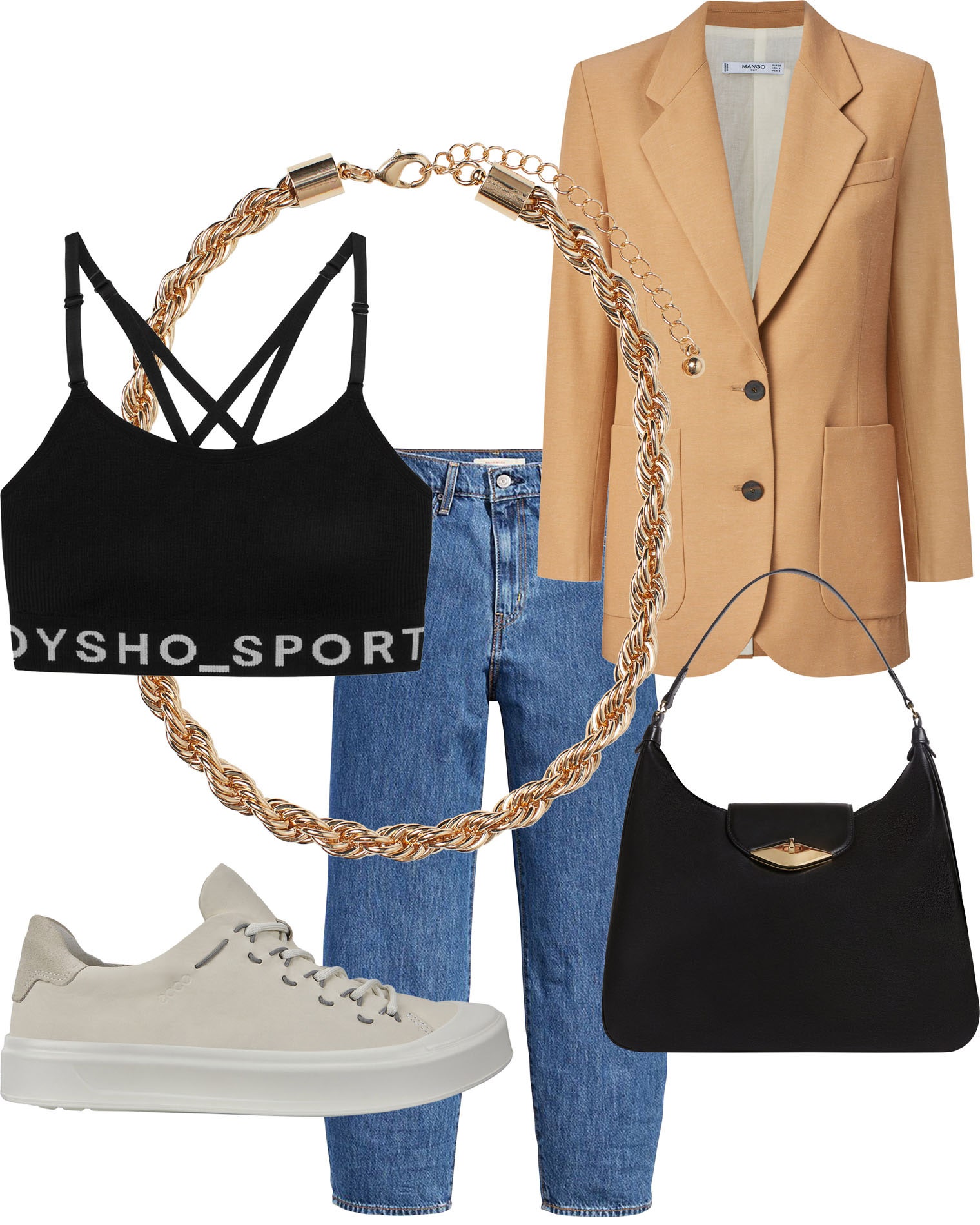 Джинсы  Levi's 8990 руб. жакет Mango цена по запросу топ Oysho 1699 руб. сумка Furla 40 500 руб. кроссовки Ecco 5999...