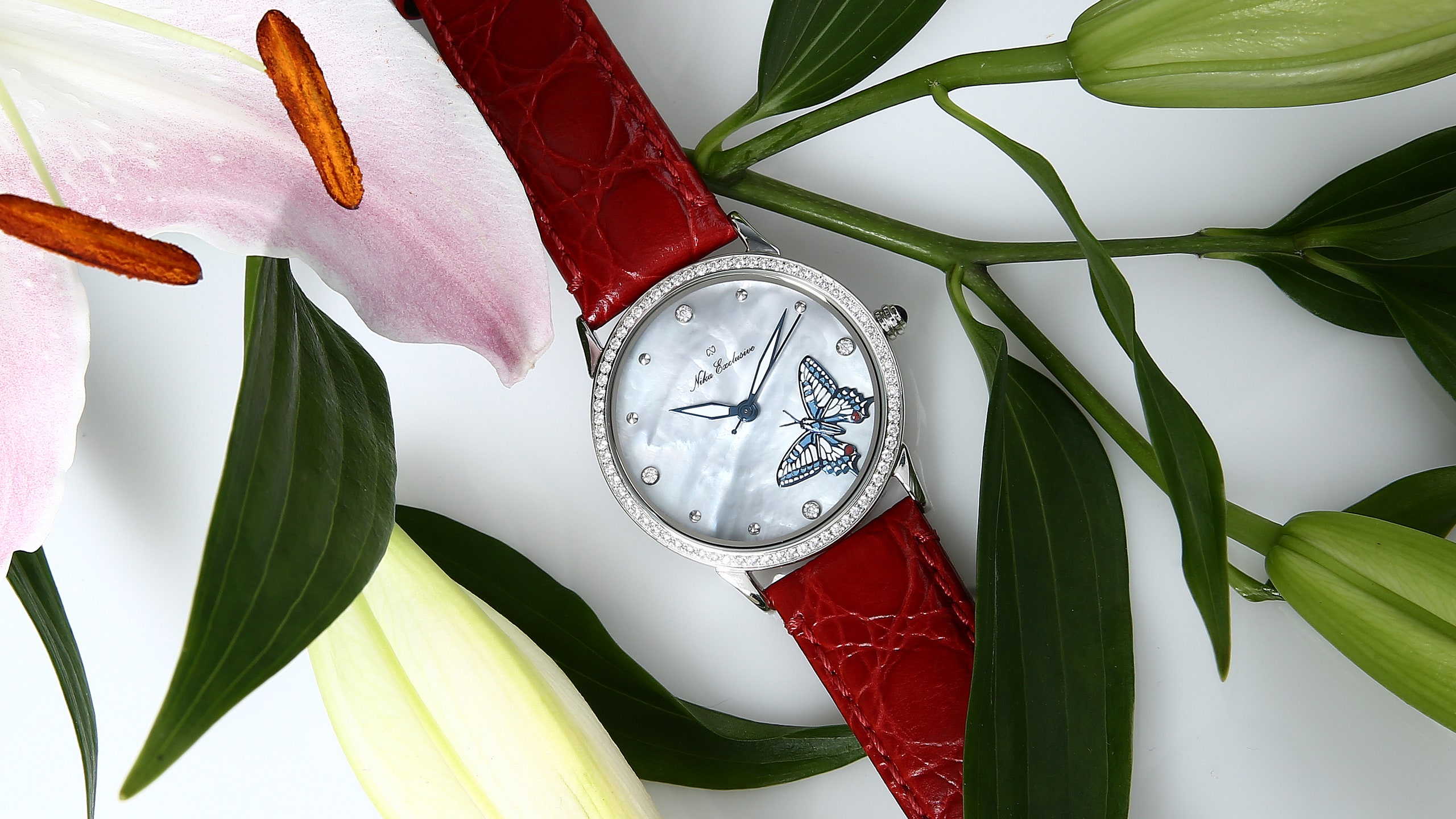 «НИКА» скидка 50  на Nika Exclusive серебряные женские часы BUTTERFLY