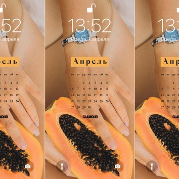 Заставки на телефон с календарями на апрель (c кадрами из съемок Glamour!)