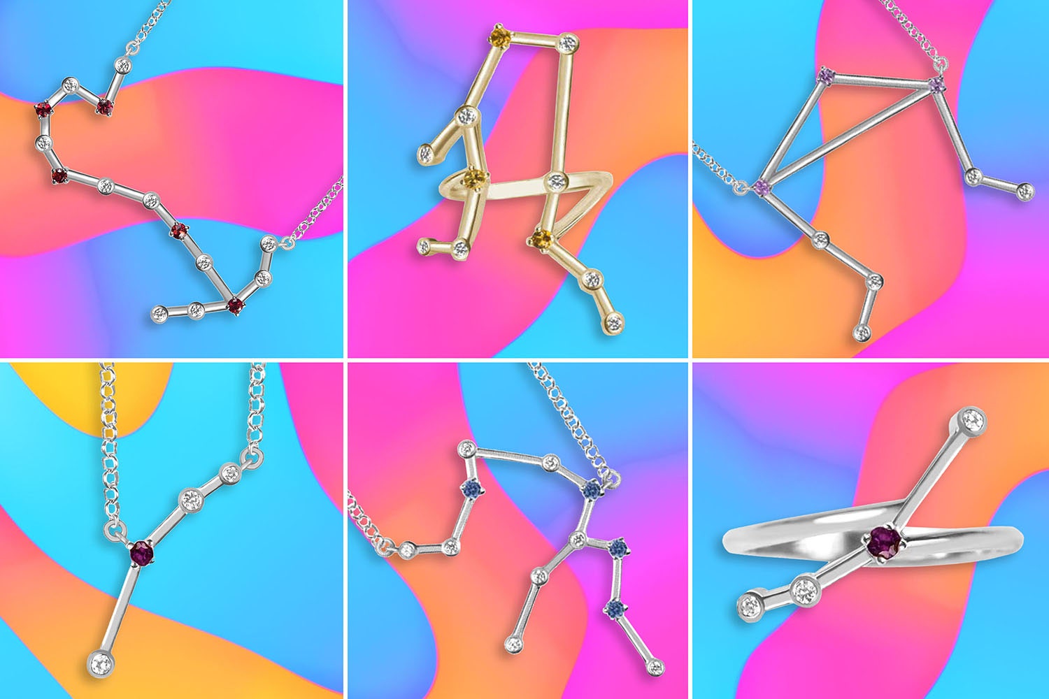 Аксессуары дня подвески и кольца со знаками зодиака GEOMA Jewelry