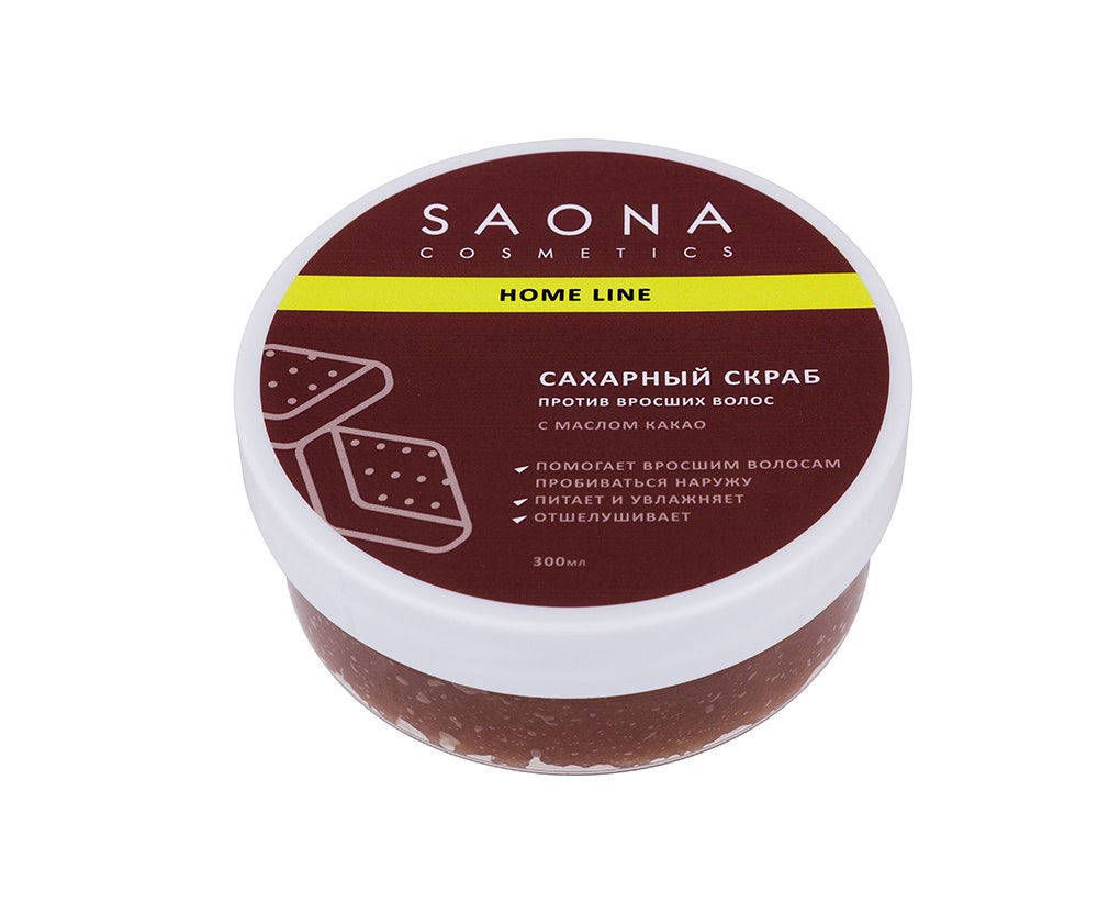 Сахарный скраб против вросших волос «Шоколад» Saona Cosmetics.