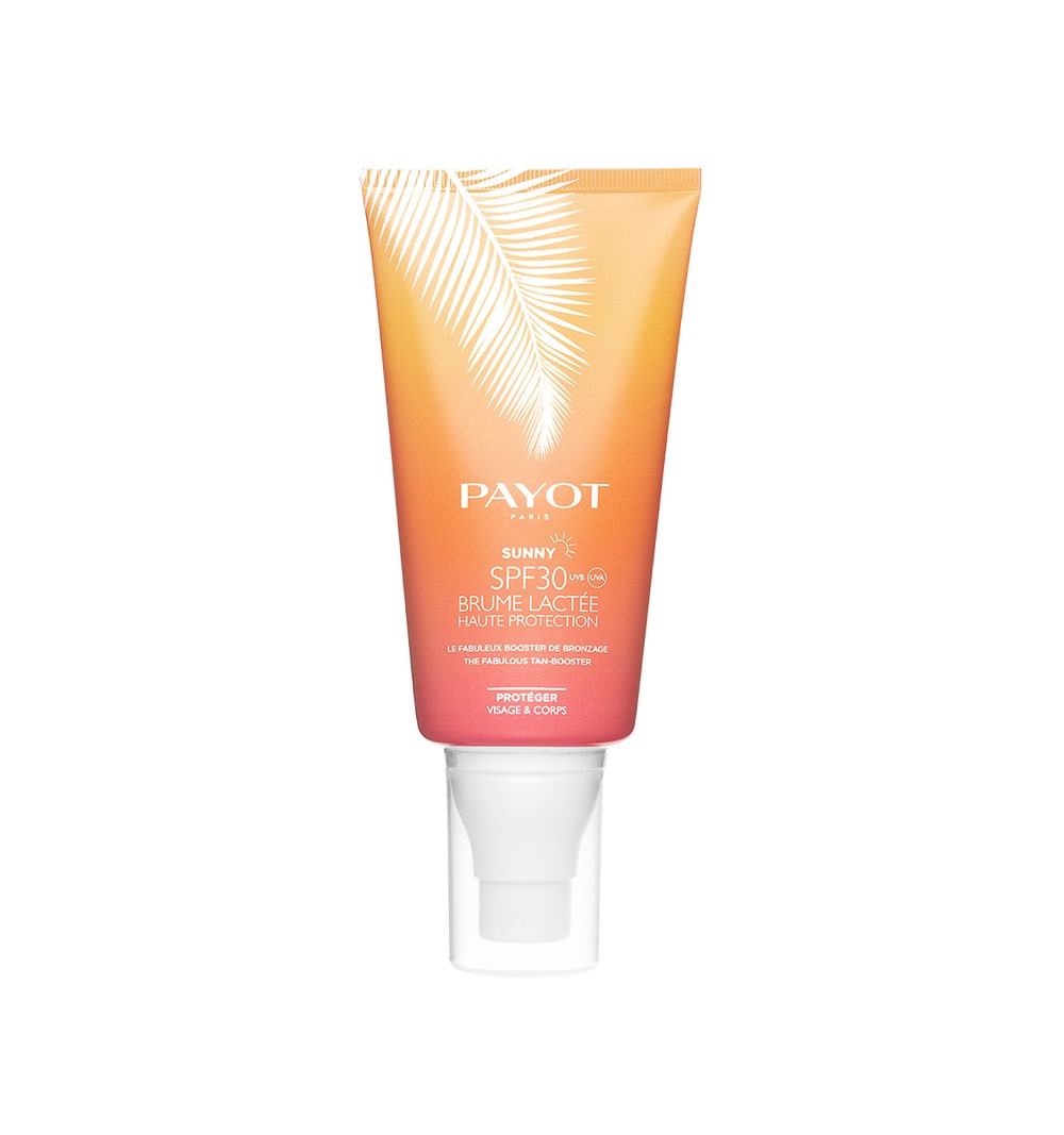 Солнцезащитный спрей Sunny Brume Lactee SPF30 для лица и тела обогащенный стимулирующими загар ингредиентами Payot.