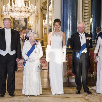 Кейт Миддлтон, Мелания и Иванка Трамп, королева Елизавета на гала-ужине в Букингемском дворце