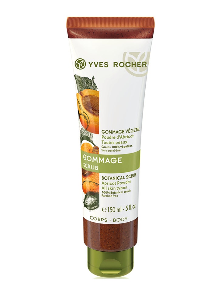 Растительный гоммаж для тела с пудрой косточек абрикоса Yves Rocher.