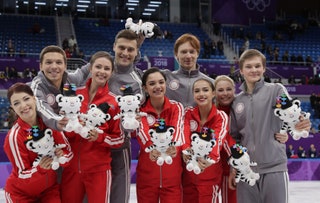 Российские спортсмены на Олимпиаде в Корее.
