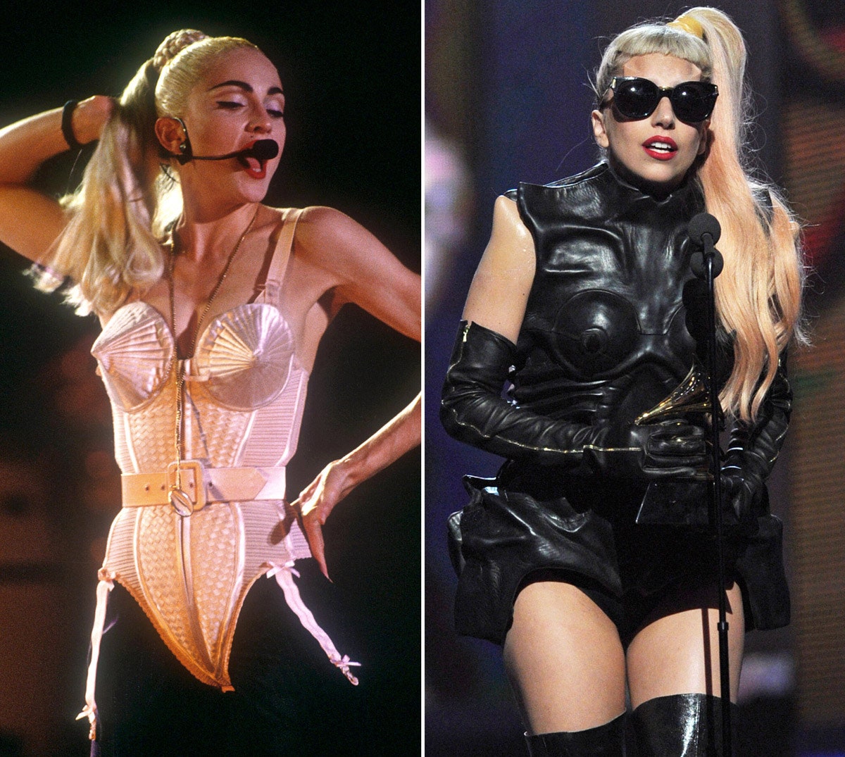Мадонна в 1990м и Леди Гага в 2011м.