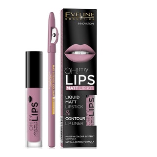 Матовая губная помада и контурный карандаш для губ все Eveline Cosmetics.