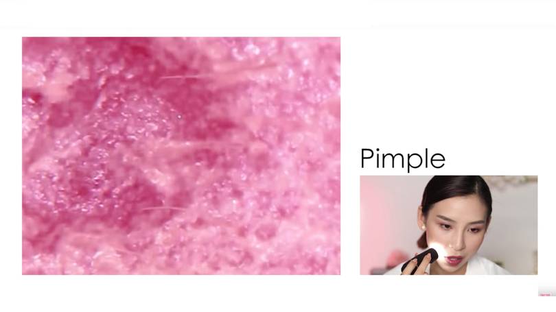 Как кожа выглядит под микроскопом до и после нанесения макияжа