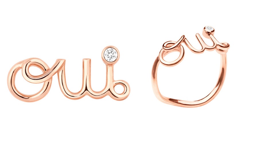 Кольцо и моносерьга Oui от Dior Joaillerie украшения из розового золота с бриллиантом