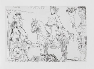Пабло Пикассо. Офорт. Иллюстрация из книги Фернана Кроммелинка «Великолепный рогоносец» 1968.