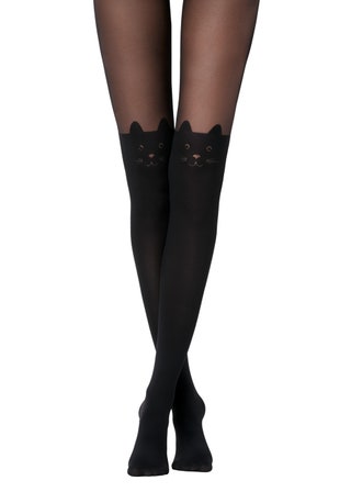 Колготки с узором в виде кошек 799 руб. Calzedonia.