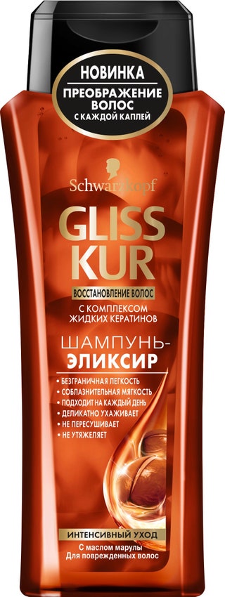 Шампуньэликсир для поврежденных волос «Интенсивный уход» Gliss Kur.