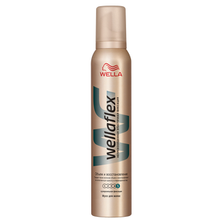 Мусс для волос Wellaflex «Объем и восстановление» «Суперсильная фиксация» Wella.  Мусс для волос