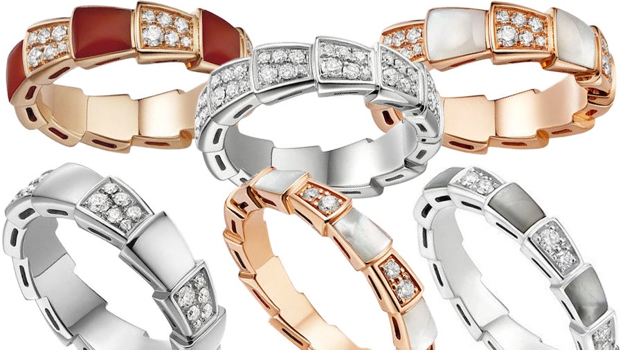 Serpenti Viper Bvlgari коллекция колец из золота перламутра и бриллиантов | Glamour
