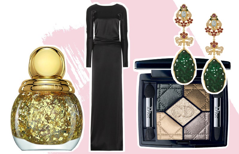 Платье Balenciaga серьги Percossi Papi. Тени 5 Couleurs 046 Golden Reflections Dior лак для ногтей001 Diorific Golden...