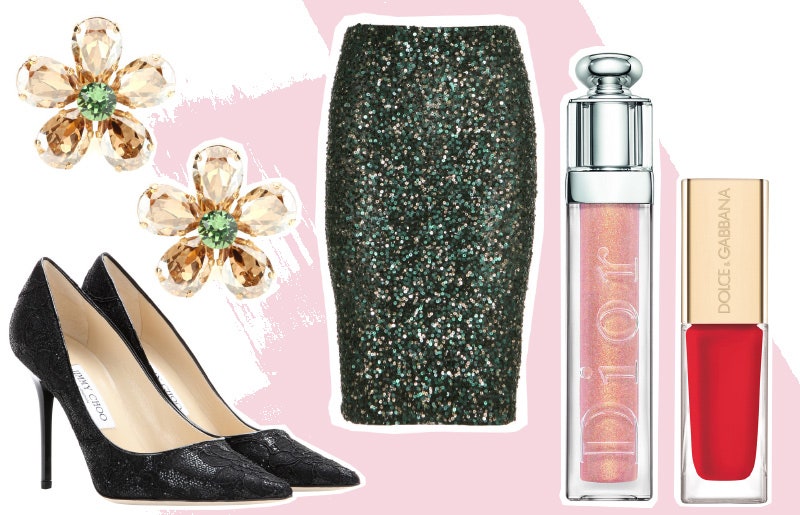 Юбка Alice  Olivia туфли Jimmy Choo серьги DolceampGabbana. Блеск для губ Dior Addict Dior лак для ногтей The Nail...