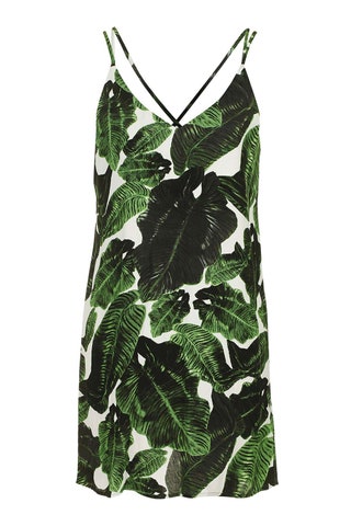 Topshop платье Tall Cross Back Palm Print Slip Dress 2018 руб.