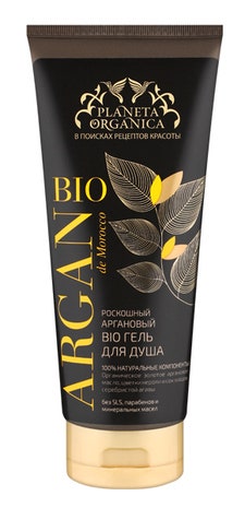 Аргановый гель для душа Bio Argan Planeta Organica. В составе — аргановое масло белый лотос м натуральные скрабирующие...