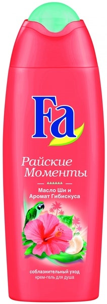 Кремгель для душа «Райские моменты» Fa. В составе — масло ши. Хорошо питает кожу.