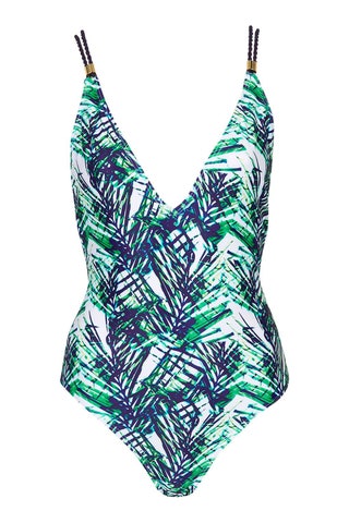 TopShop купальник Petite palm print twist strap swimsuit.