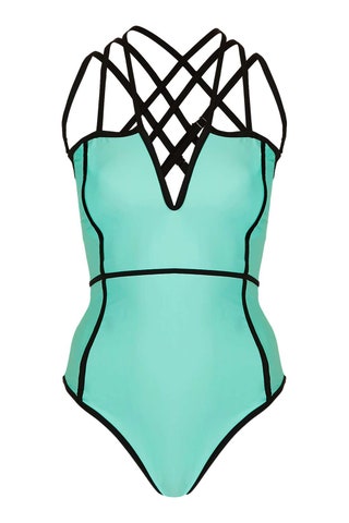 30TopShop купальник Contrast binding strappy swimsuit by Rare.