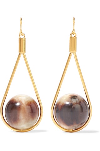Marni серьги Goldplated Horn Earrings.