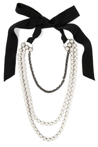 Lanvin ожерелье Mariepol Burnished Silver Plated Faux Pearl Necklace.