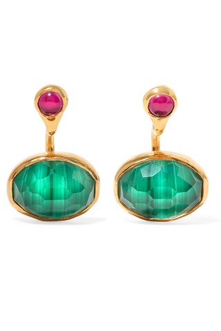 Katerina Makriyianni серьги Goldplated Malachite And Zircon Earrings.