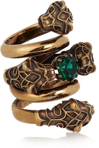 Gucci кольцо Goldtone Swarovski Crystal Ring.
