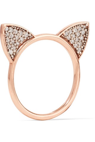 Aamaya By Priyanka кольцо Cat Ears Rose Goldplated Topaz Ring.