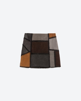 Zara кожаная миниюбка кожаная в стиле петчворк 4999 руб.
