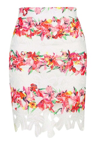 Topshop юбка Floral Printed Crochet Mini Skirt by Rare 2080 руб.