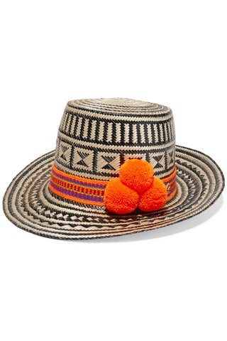 Yosuzi шляпа Pompomembellished Woven Straw Sunhat.