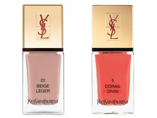 YSL лаки для ногтей в оттенках Beige Leger и Corail Divin.