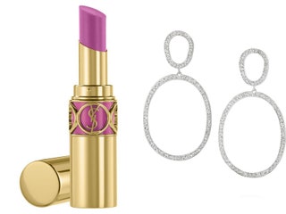 YSL помада Volupte Shine Lipstick Fuchsia In Rage Ileana Makri серьги.