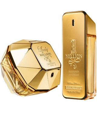 Paco Rabanne ароматы 1 Million и Lady Million. Мужской аромат появился первым и видимо запах жженого дерева корицы розы...