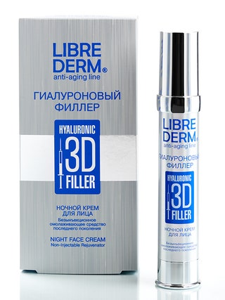 Librederm ночной крем для лица 3D гиалуроновый филлер.
