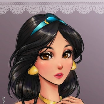 Принцессы Disney в стиле персонажей японского анимэ
