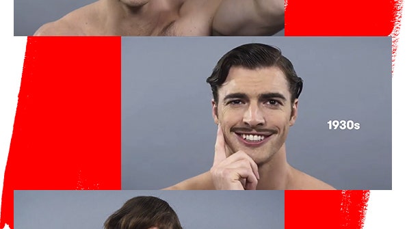 Как менялись стандарты мужской красоты за последние 100 лет видеоролик с перевоплощениями | Allure