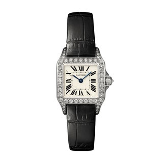 Часы из белого золота с бриллиантами на кожаном ремешке цена по запросу Cartier