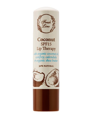 Fresh Line бальзам для губ Кокос SPF15 с натуральным пчелиным воском экстрактами календулы и окопника 420 рублей.