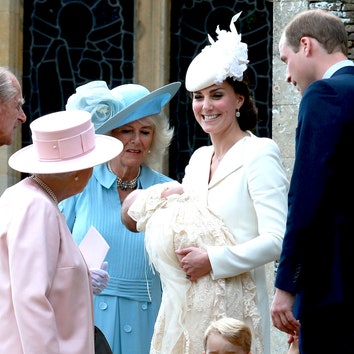 Принц Уильям, Кейт Миддлтон и принц Джордж на крестинах принцессы Шарлотты