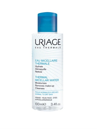 Очищающая мицеллярная термальная вода для сухой и нормальной кожи Uriage.